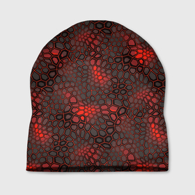 Шапка 3D с принтом Красно черная объемная броня в Екатеринбурге, 100% полиэстер | универсальный размер, печать по всей поверхности изделия | Тематика изображения на принте: 
