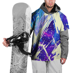 Накидка на куртку 3D с принтом Синие и фиолетовые мазки краски в Кировске, 100% полиэстер |  | 