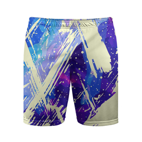 Мужские шорты спортивные с принтом Синие и фиолетовые мазки краски в Белгороде,  |  | 