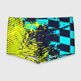 Мужские купальные плавки 3D с принтом Гоночный флаг и зеленая краска в Кировске, Полиэстер 85%, Спандекс 15% |  | 