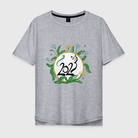 Мужская футболка хлопок Oversize с принтом кошка 2023 в одуванчиках в Кировске, 100% хлопок | свободный крой, круглый ворот, “спинка” длиннее передней части | 