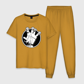 Мужская пижама хлопок с принтом Жест руки в Петрозаводске, 100% хлопок | брюки и футболка прямого кроя, без карманов, на брюках мягкая резинка на поясе и по низу штанин
 | 