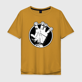 Мужская футболка хлопок Oversize с принтом Жест руки в Екатеринбурге, 100% хлопок | свободный крой, круглый ворот, “спинка” длиннее передней части | 