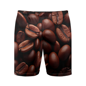 Мужские шорты спортивные с принтом Жареные кофейные зерна в Тюмени,  |  | Тематика изображения на принте: 