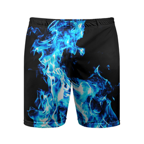 Мужские шорты спортивные с принтом Красивый неоновый синий огонь в Курске,  |  | 