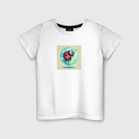 Детская футболка хлопок с принтом Планетка и Божья Коровка в Курске, 100% хлопок | круглый вырез горловины, полуприлегающий силуэт, длина до линии бедер | 