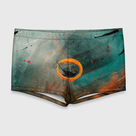 Мужские купальные плавки 3D с принтом Светло зелёный и оранжевый туман и краски , Полиэстер 85%, Спандекс 15% |  | Тематика изображения на принте: 