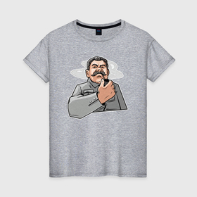 Женская футболка хлопок с принтом Сталин недоволен в Курске, 100% хлопок | прямой крой, круглый вырез горловины, длина до линии бедер, слегка спущенное плечо | 