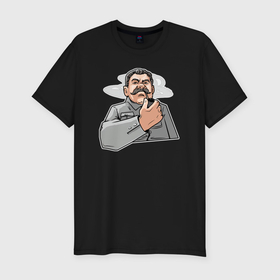 Мужская футболка хлопок Slim с принтом Сталин недоволен в Курске, 92% хлопок, 8% лайкра | приталенный силуэт, круглый вырез ворота, длина до линии бедра, короткий рукав | 