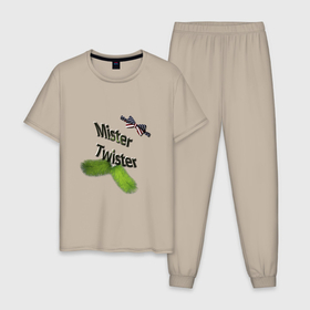 Мужская пижама хлопок с принтом Mister Twister elka в Кировске, 100% хлопок | брюки и футболка прямого кроя, без карманов, на брюках мягкая резинка на поясе и по низу штанин
 | 