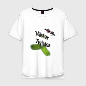 Мужская футболка хлопок Oversize с принтом Mister Twister elka в Кировске, 100% хлопок | свободный крой, круглый ворот, “спинка” длиннее передней части | 