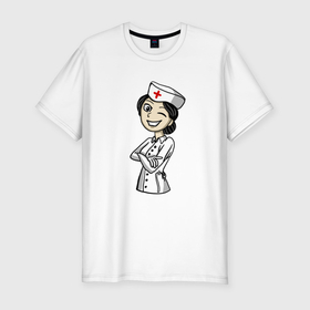 Мужская футболка хлопок Slim с принтом Улыбка медсестры в Петрозаводске, 92% хлопок, 8% лайкра | приталенный силуэт, круглый вырез ворота, длина до линии бедра, короткий рукав | 