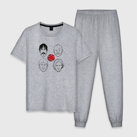 Мужская пижама хлопок с принтом Red Hot Chili Peppers фан арт в Курске, 100% хлопок | брюки и футболка прямого кроя, без карманов, на брюках мягкая резинка на поясе и по низу штанин
 | 