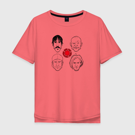 Мужская футболка хлопок Oversize с принтом Red Hot Chili Peppers фан арт в Курске, 100% хлопок | свободный крой, круглый ворот, “спинка” длиннее передней части | 