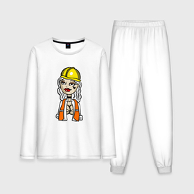 Мужская пижама с лонгсливом хлопок с принтом Девушка строитель ,  |  | Тематика изображения на принте: 
