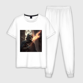 Мужская пижама хлопок с принтом Хранитель замка в Белгороде, 100% хлопок | брюки и футболка прямого кроя, без карманов, на брюках мягкая резинка на поясе и по низу штанин
 | 
