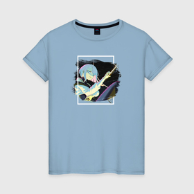 Женская футболка хлопок с принтом Люси   аниме Киберпанк Бегущие по краю в Петрозаводске, 100% хлопок | прямой крой, круглый вырез горловины, длина до линии бедер, слегка спущенное плечо | 