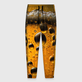 Мужские брюки 3D с принтом Пиво пенное светлое в Петрозаводске, 100% полиэстер | манжеты по низу, эластичный пояс регулируется шнурком, по бокам два кармана без застежек, внутренняя часть кармана из мелкой сетки | Тематика изображения на принте: 