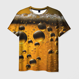 Мужская футболка 3D с принтом Пиво пенное светлое в Курске, 100% полиэфир | прямой крой, круглый вырез горловины, длина до линии бедер | 