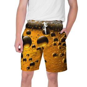 Мужские шорты 3D с принтом Пиво пенное светлое в Тюмени,  полиэстер 100% | прямой крой, два кармана без застежек по бокам. Мягкая трикотажная резинка на поясе, внутри которой широкие завязки. Длина чуть выше колен | 