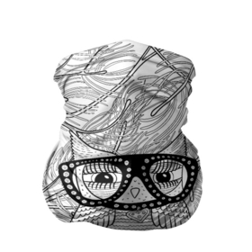 Бандана-труба 3D с принтом Раскраска гламурная совушка в Екатеринбурге, 100% полиэстер, ткань с особыми свойствами — Activecool | плотность 150‒180 г/м2; хорошо тянется, но сохраняет форму | Тематика изображения на принте: 