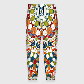 Мужские брюки 3D с принтом Разноцветный этнический орнамент в Санкт-Петербурге, 100% полиэстер | манжеты по низу, эластичный пояс регулируется шнурком, по бокам два кармана без застежек, внутренняя часть кармана из мелкой сетки | 