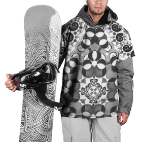 Накидка на куртку 3D с принтом Бело серый этнический узор , 100% полиэстер |  | Тематика изображения на принте: 