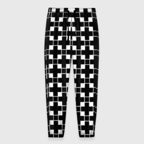 Мужские брюки 3D с принтом Черно белая геометрия в Екатеринбурге, 100% полиэстер | манжеты по низу, эластичный пояс регулируется шнурком, по бокам два кармана без застежек, внутренняя часть кармана из мелкой сетки | 