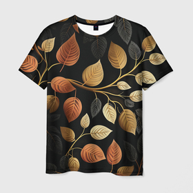 Мужская футболка 3D с принтом Осеннее настроение   листья в Курске, 100% полиэфир | прямой крой, круглый вырез горловины, длина до линии бедер | 