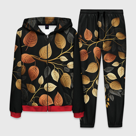 Мужской костюм 3D с принтом Осеннее настроение   листья в Кировске, 100% полиэстер | Манжеты и пояс оформлены тканевой резинкой, двухслойный капюшон со шнурком для регулировки, карманы спереди | 