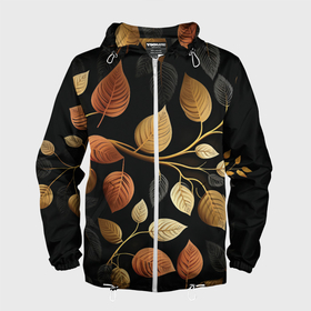 Мужская ветровка 3D с принтом Осеннее настроение   листья в Курске, 100% полиэстер | подол и капюшон оформлены резинкой с фиксаторами, два кармана без застежек по бокам, один потайной карман на груди | 