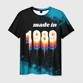 Мужская футболка 3D с принтом Made in 1989: liquid art в Петрозаводске, 100% полиэфир | прямой крой, круглый вырез горловины, длина до линии бедер | 