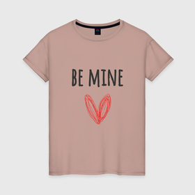 Женская футболка хлопок с принтом Be mine   doodle heart в Тюмени, 100% хлопок | прямой крой, круглый вырез горловины, длина до линии бедер, слегка спущенное плечо | 