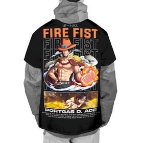 Накидка на куртку 3D с принтом Fire fist Portgas D Ace в Новосибирске, 100% полиэстер |  | Тематика изображения на принте: 