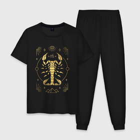 Мужская пижама хлопок с принтом знак зодиака   скорпион в Кировске, 100% хлопок | брюки и футболка прямого кроя, без карманов, на брюках мягкая резинка на поясе и по низу штанин
 | 