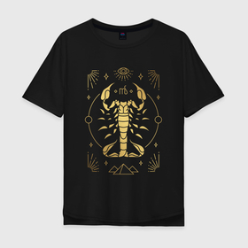Мужская футболка хлопок Oversize с принтом знак зодиака   скорпион , 100% хлопок | свободный крой, круглый ворот, “спинка” длиннее передней части | Тематика изображения на принте: 