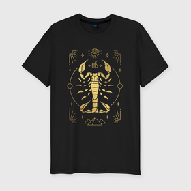 Мужская футболка хлопок Slim с принтом знак зодиака   скорпион в Курске, 92% хлопок, 8% лайкра | приталенный силуэт, круглый вырез ворота, длина до линии бедра, короткий рукав | 