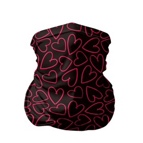 Бандана-труба 3D с принтом Розовые сердечки на темном фоне в Курске, 100% полиэстер, ткань с особыми свойствами — Activecool | плотность 150‒180 г/м2; хорошо тянется, но сохраняет форму | 