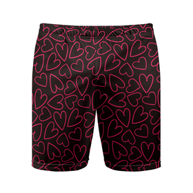 Мужские шорты спортивные с принтом Розовые сердечки на темном фоне в Курске,  |  | 