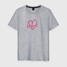Мужская футболка хлопок с принтом Love в розовом мердце для паттерна в Тюмени, 100% хлопок | прямой крой, круглый вырез горловины, длина до линии бедер, слегка спущенное плечо. | 