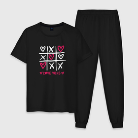 Мужская пижама хлопок с принтом Love wins love в Белгороде, 100% хлопок | брюки и футболка прямого кроя, без карманов, на брюках мягкая резинка на поясе и по низу штанин
 | 