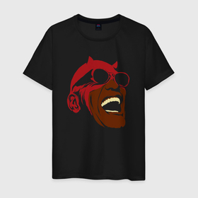Мужская футболка хлопок с принтом Ray Charles devil в Екатеринбурге, 100% хлопок | прямой крой, круглый вырез горловины, длина до линии бедер, слегка спущенное плечо. | Тематика изображения на принте: 