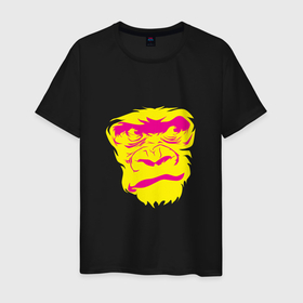 Мужская футболка хлопок с принтом Gorilla face в Белгороде, 100% хлопок | прямой крой, круглый вырез горловины, длина до линии бедер, слегка спущенное плечо. | 