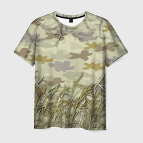 Мужская футболка 3D с принтом Камуфляж охотника в Тюмени, 100% полиэфир | прямой крой, круглый вырез горловины, длина до линии бедер | 