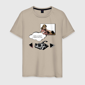 Мужская футболка хлопок с принтом Поп арт девушка вызывает Делориан в Тюмени, 100% хлопок | прямой крой, круглый вырез горловины, длина до линии бедер, слегка спущенное плечо. | 