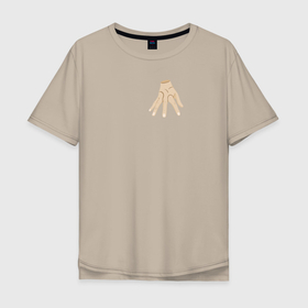 Мужская футболка хлопок Oversize с принтом Рука зомби, вещь семейки Аддамс в Белгороде, 100% хлопок | свободный крой, круглый ворот, “спинка” длиннее передней части | Тематика изображения на принте: 