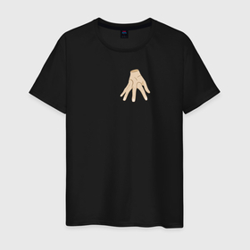 Мужская футболка хлопок с принтом Рука зомби, вещь семейки Аддамс в Белгороде, 100% хлопок | прямой крой, круглый вырез горловины, длина до линии бедер, слегка спущенное плечо. | Тематика изображения на принте: 