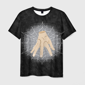 Мужская футболка 3D с принтом Жуткая рука зомби в паутине в Петрозаводске, 100% полиэфир | прямой крой, круглый вырез горловины, длина до линии бедер | Тематика изображения на принте: 