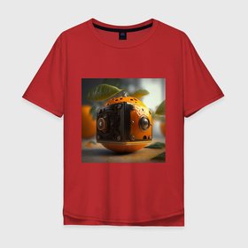 Мужская футболка хлопок Oversize с принтом Нереальный апельсин в Петрозаводске, 100% хлопок | свободный крой, круглый ворот, “спинка” длиннее передней части | Тематика изображения на принте: 