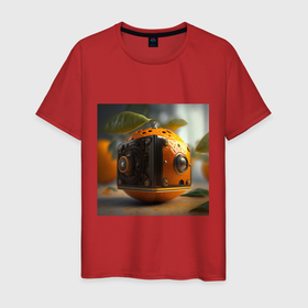 Мужская футболка хлопок с принтом Нереальный апельсин в Петрозаводске, 100% хлопок | прямой крой, круглый вырез горловины, длина до линии бедер, слегка спущенное плечо. | Тематика изображения на принте: 